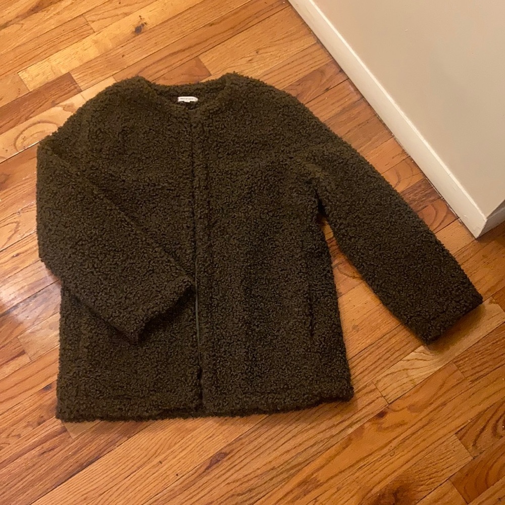 Max Studio Teddy Sherpa Green Jacket - Medium